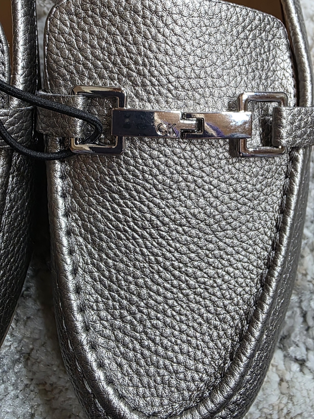 Calvin Klein Metallic Pewter Women's Slip-On Loafers - Picture 3 of 3